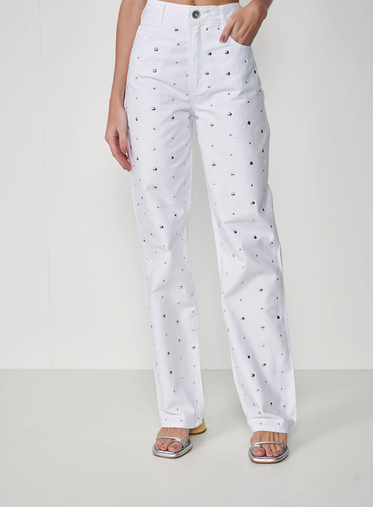 Jeans blanco tachas
